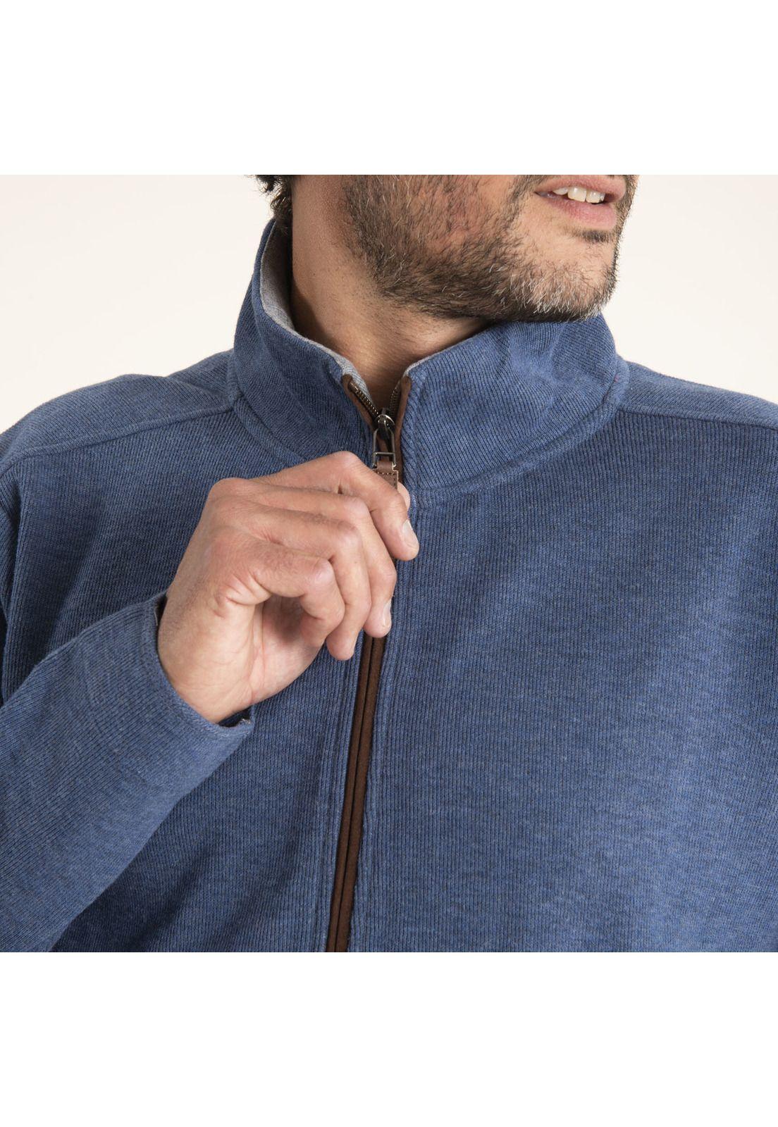 Poleron Hombre Algodón Org Doble Full Azul-4