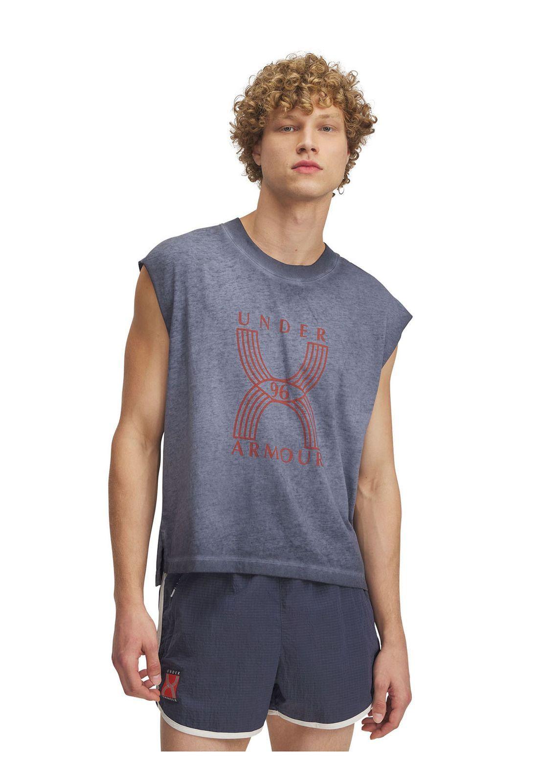 Polera Sin Mangas Ua Run 96 Gris Para Hombre-0