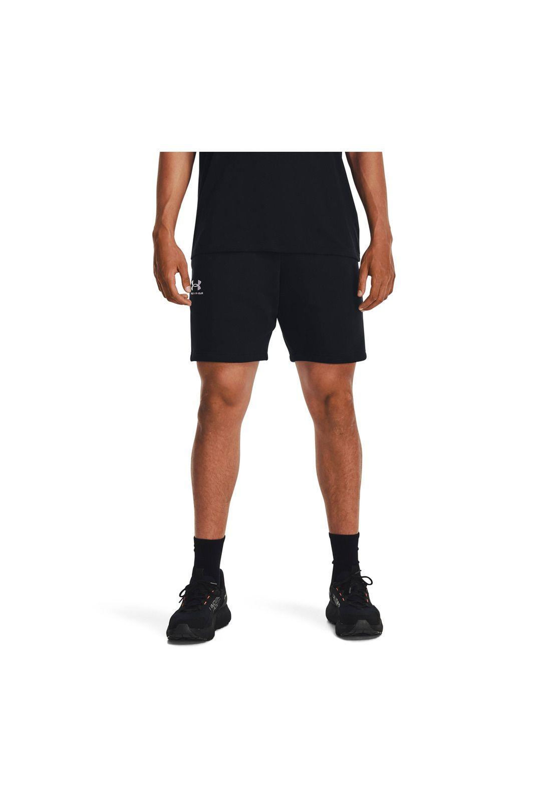 Shorts de vellón UA Essential hombre Negro-3