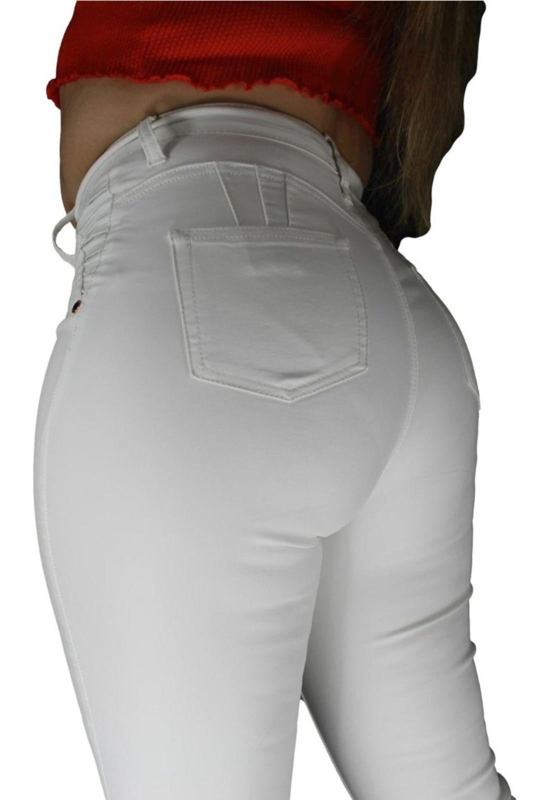 Pantalón Ecocuero Mujer Blanco-3