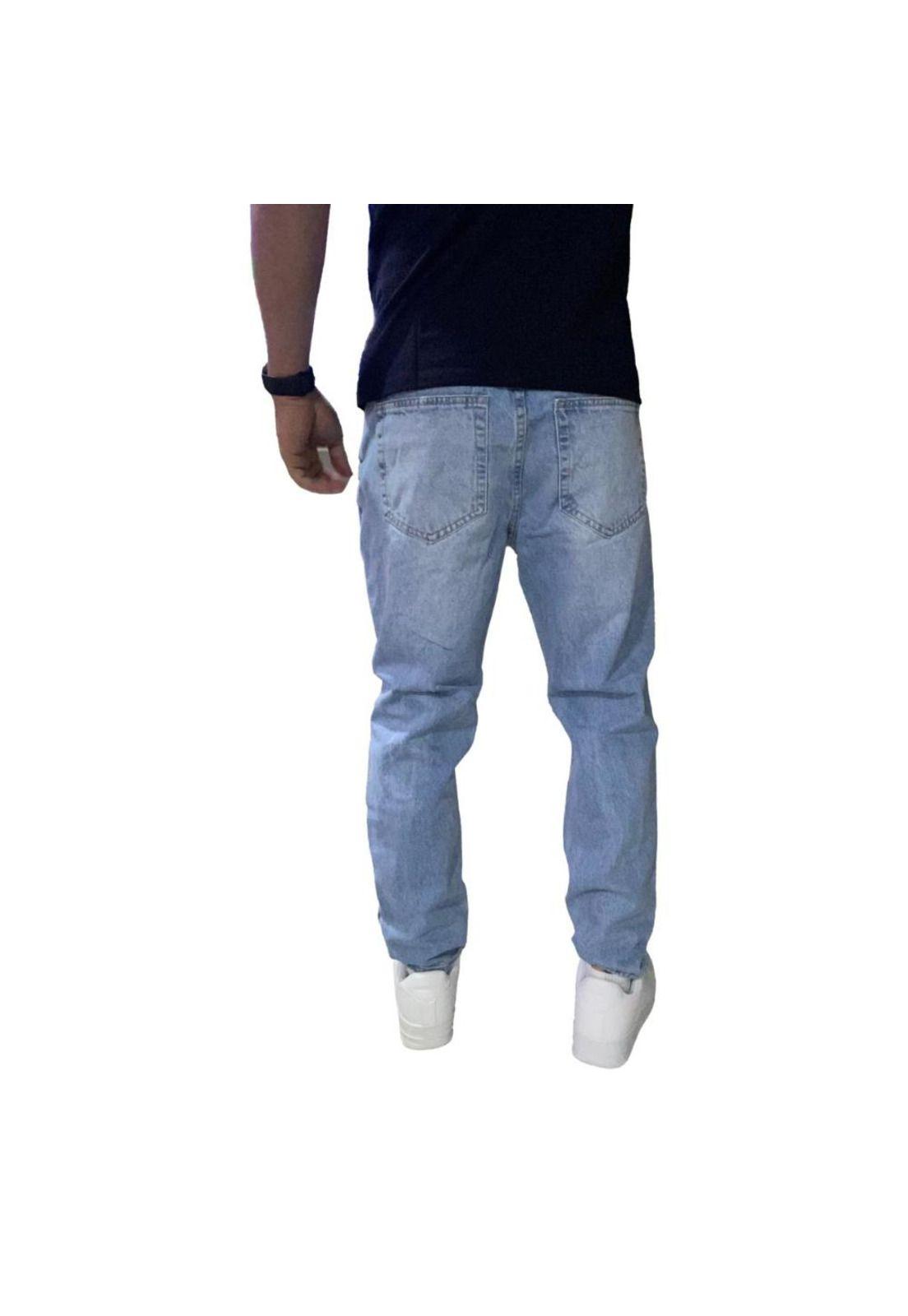 Jeans Mom Super Rasgado Tela Rígida Celeste-3
