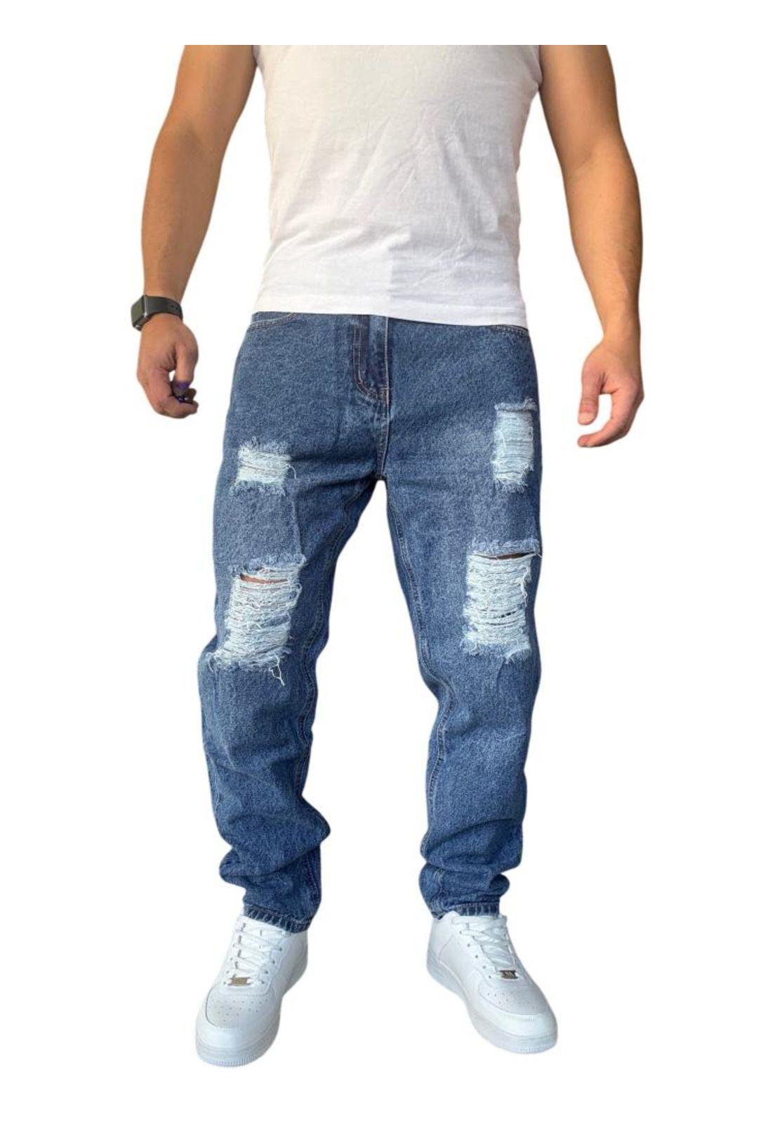 Jeans Tela Rígida Corte Mom Rasgado - 48-2