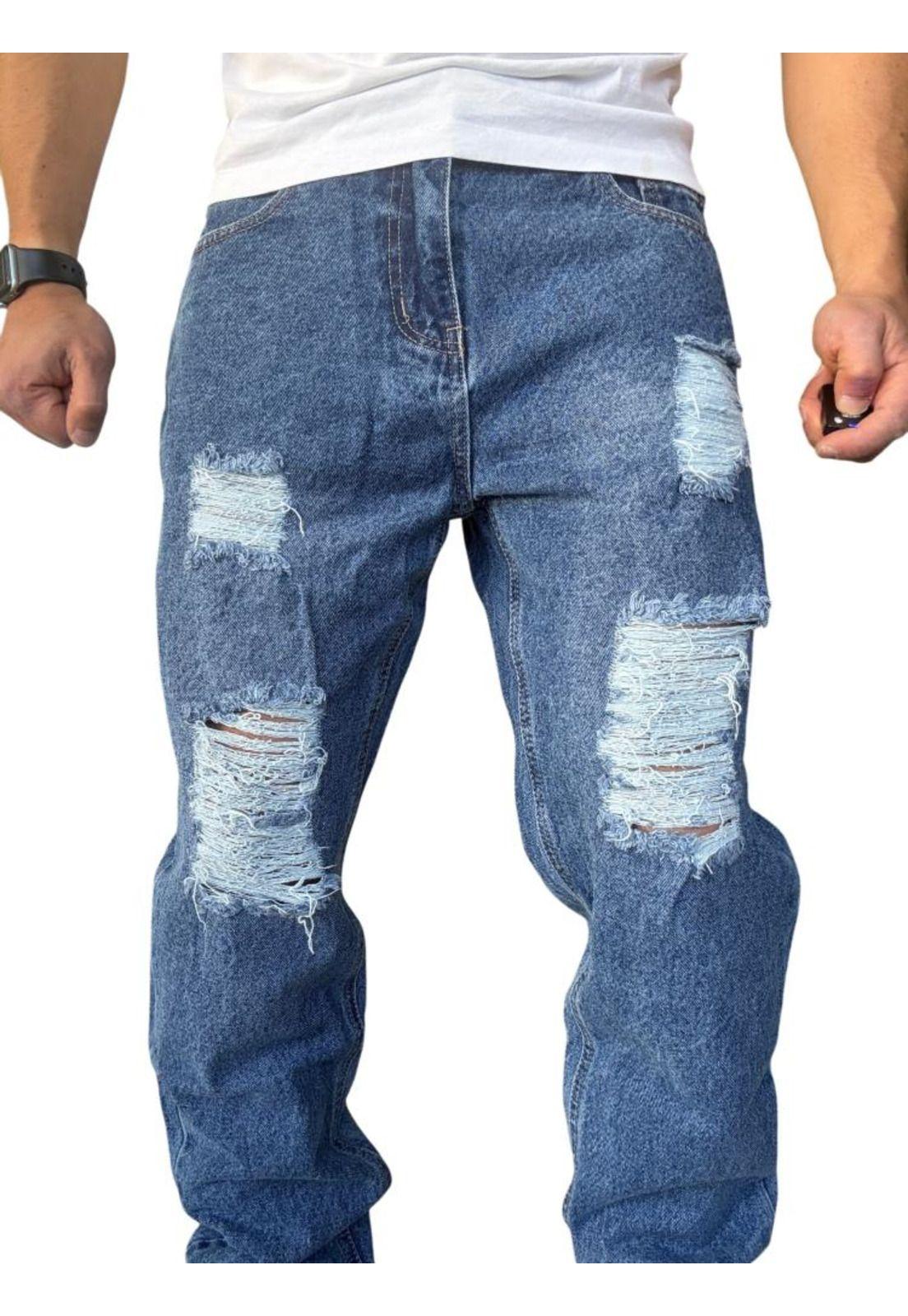 Jeans Tela Rígida Corte Mom Rasgado - 48-6