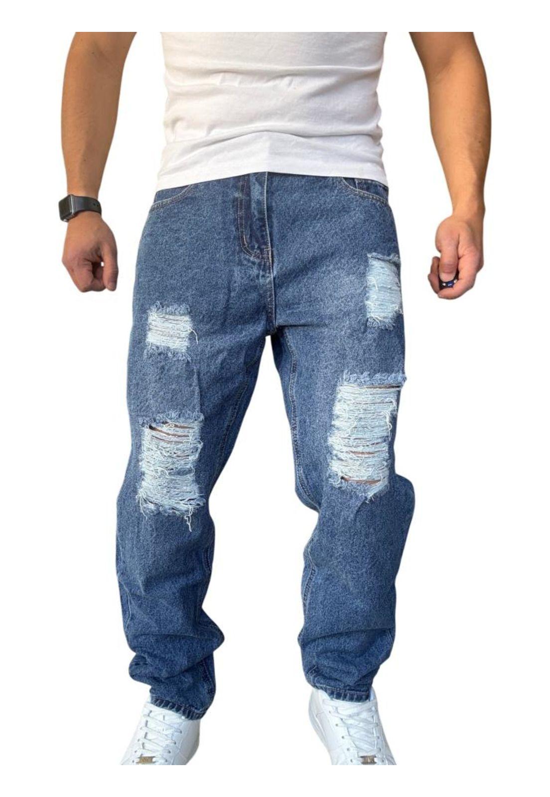 Jeans Tela Rígida Corte Mom Rasgado - 48-8