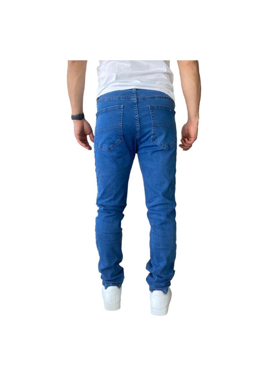 Jeans Hombre Elasticados Slim Fit Azul Medio-3