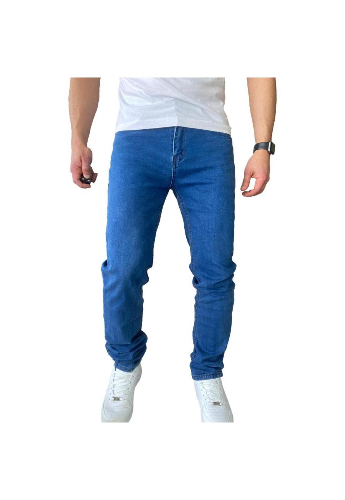 Jeans Hombre Elasticados Slim Fit Azul Medio-4