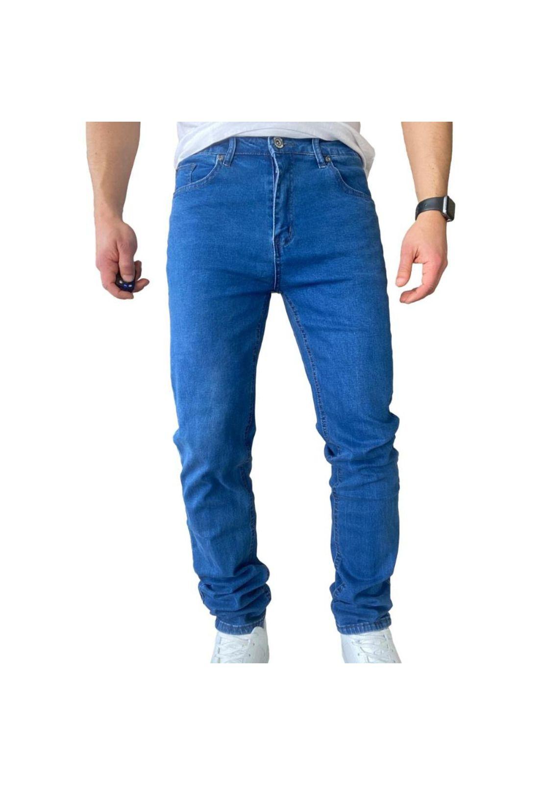 Jeans Hombre Elasticados Slim Fit Azul Medio-6