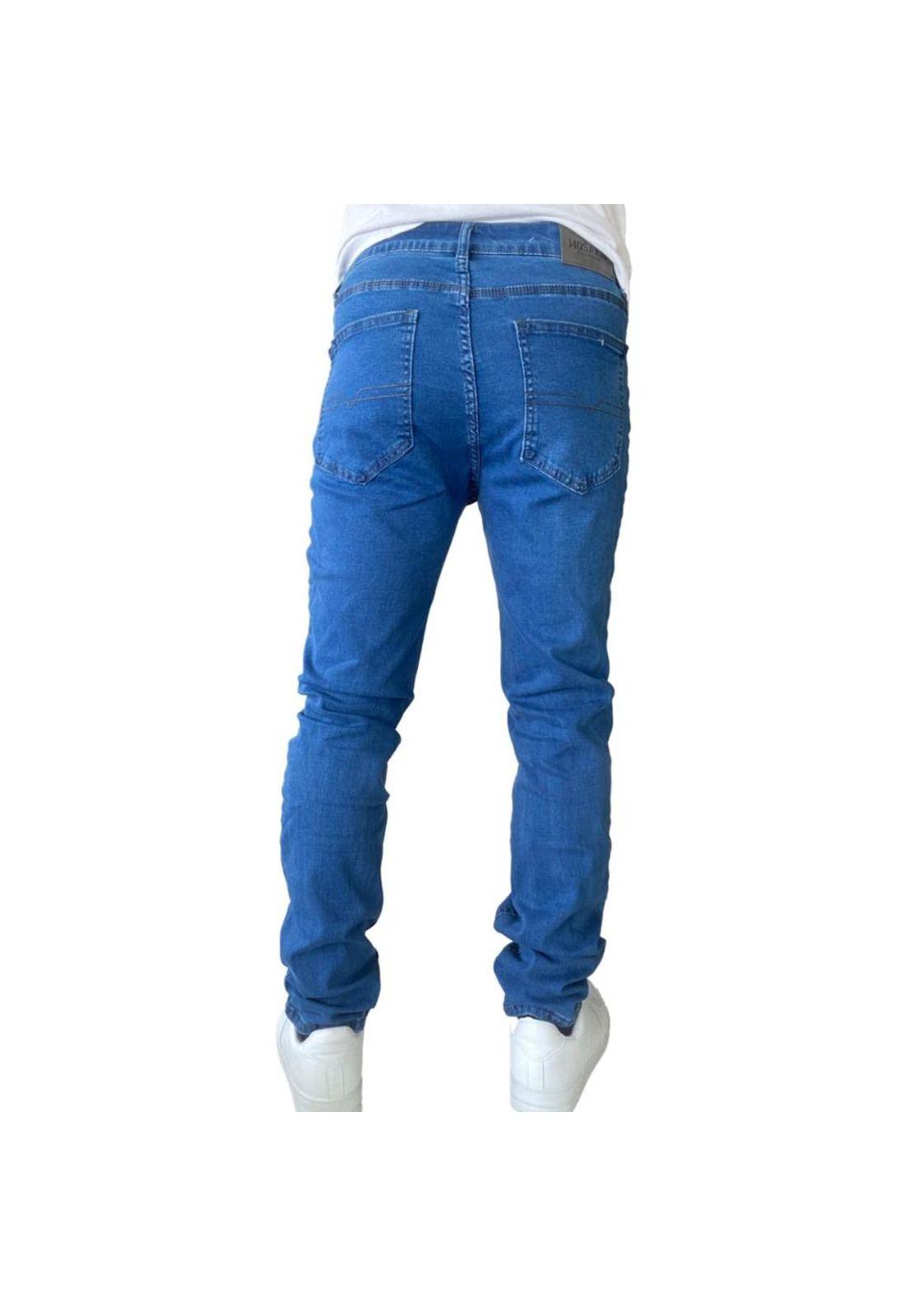 Jeans Hombre Elasticados Slim Fit Azul Medio-7