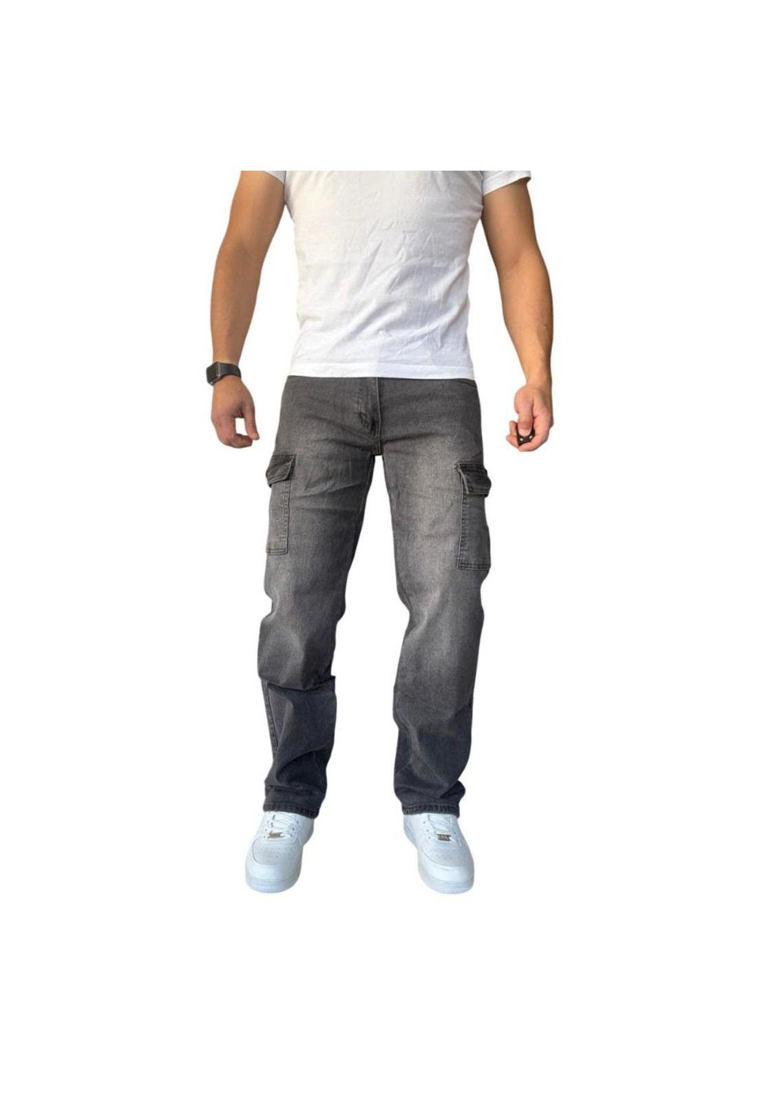 Jeans Cargo Recto Elasticado Stragth Fit Focalizado - Azul - 50-0