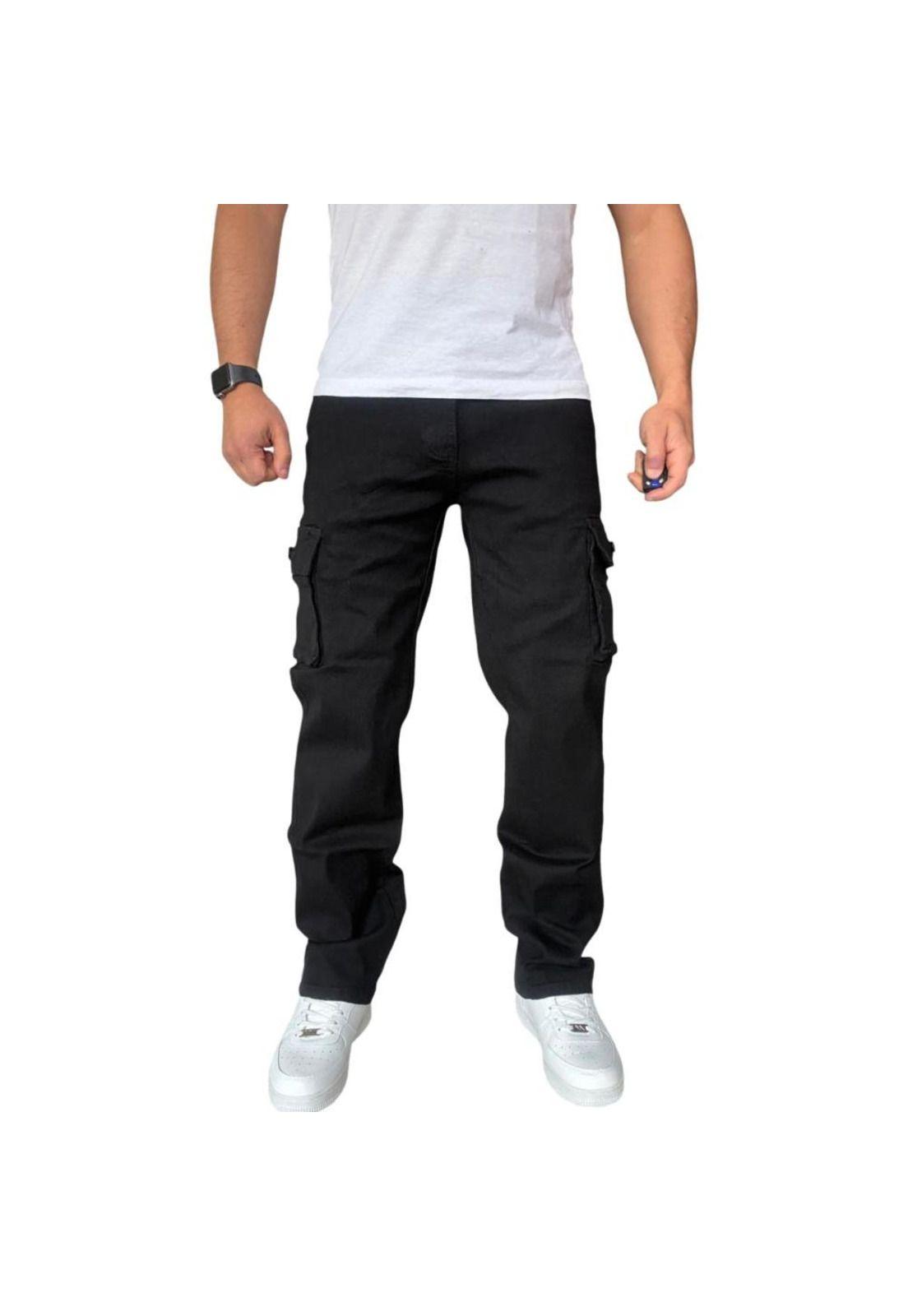 Jeans Cargo Recto Elasticado Stragth Fit Focalizado - Azul - 50-0