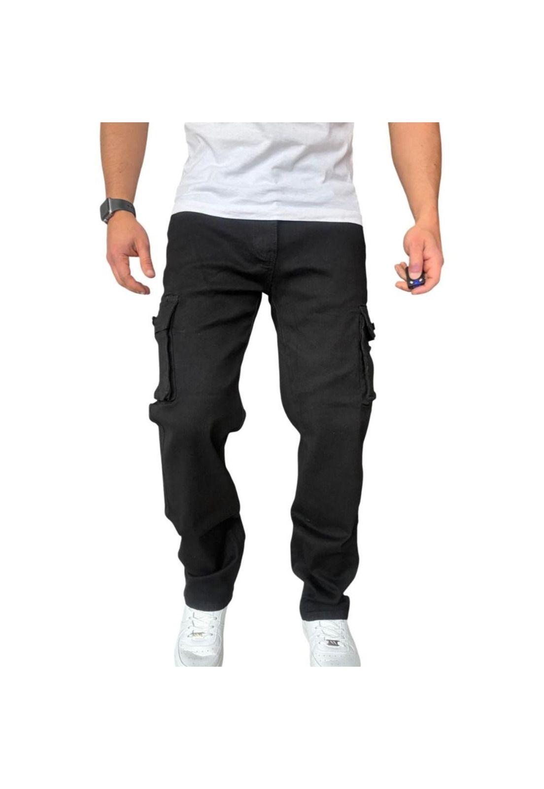 Jeans Cargo Recto Elasticado Stragth Fit Focalizado - Azul - 50-3