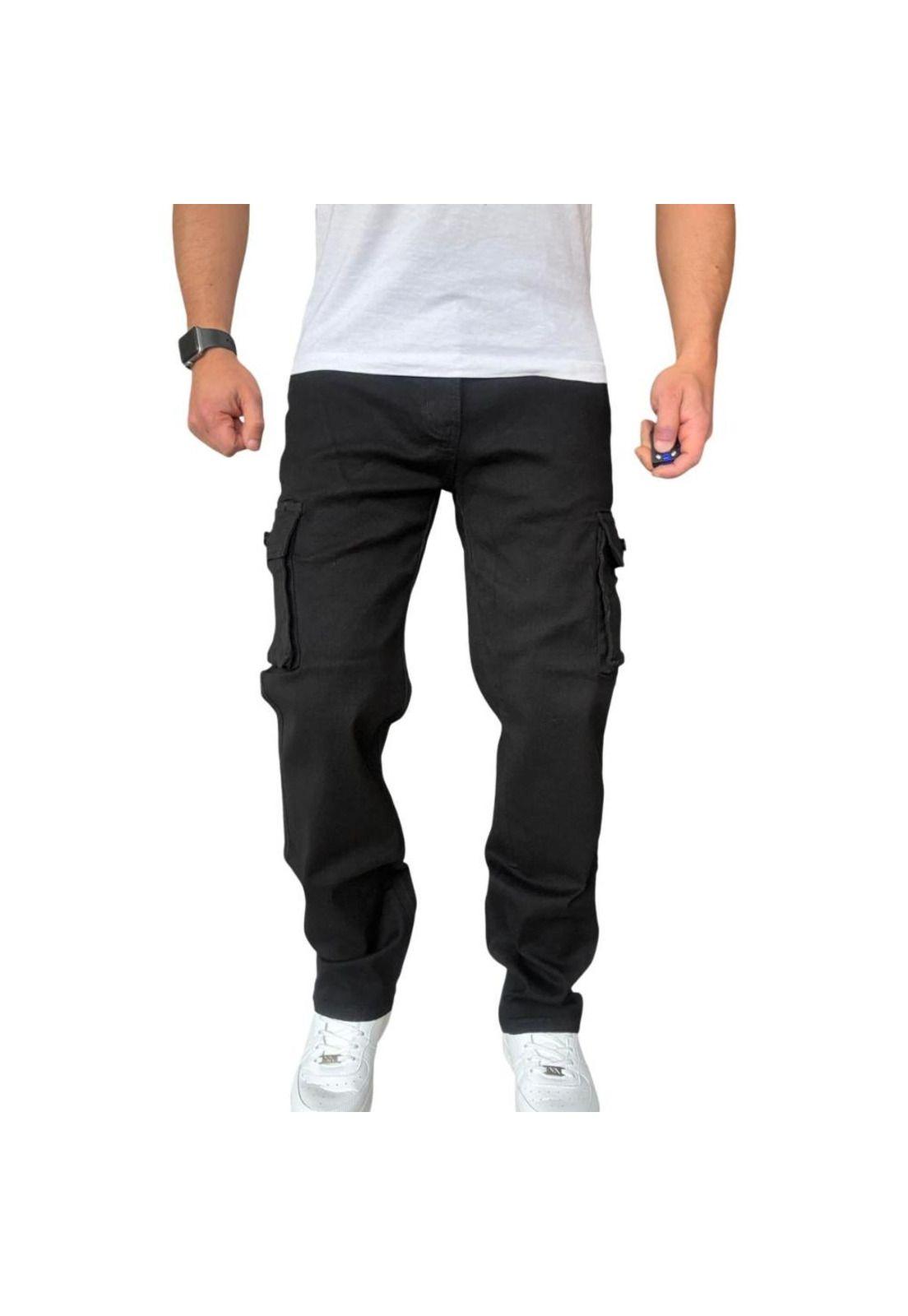 Jeans Cargo Recto Elasticado Stragth Fit Focalizado - Azul - 50-4