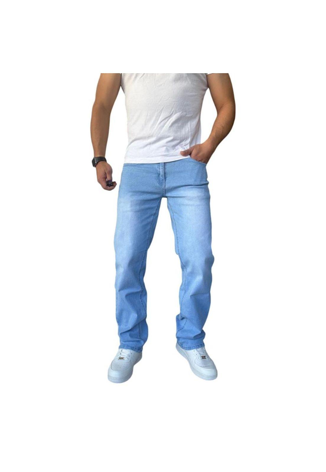 Jeans Elasticados Rectos Straight Fit Celeste Focalizado - 42-0