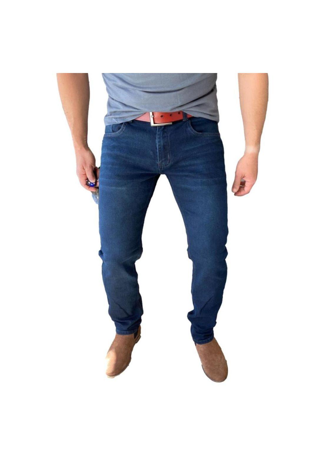 Pantalón Tela Jeans Straight Fit Azul Oscuro-3