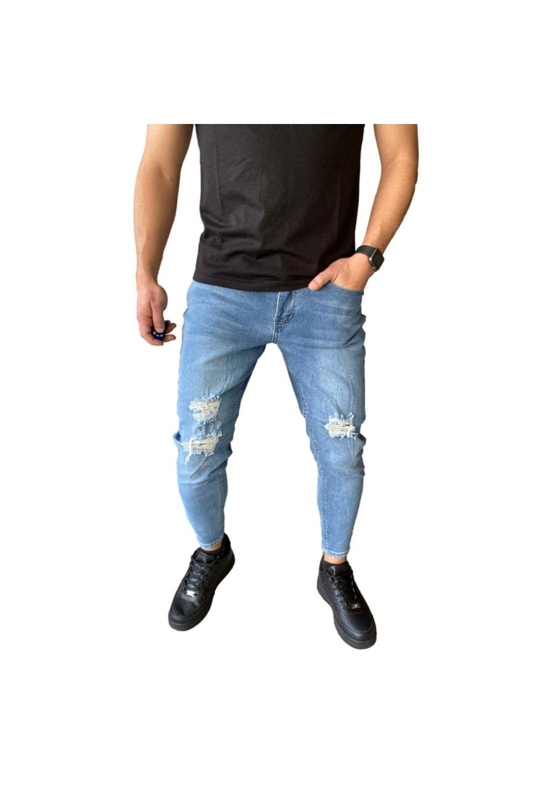 Jeans Destroyed Super Slim Fit Celeste-0