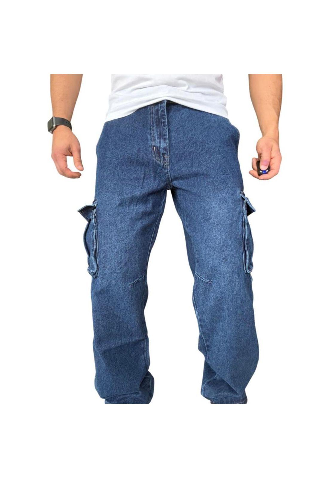 Jeans Cargo Recto Ancho Billy Baggy Fit Tela Rígida - Azul oscuro - 44-3