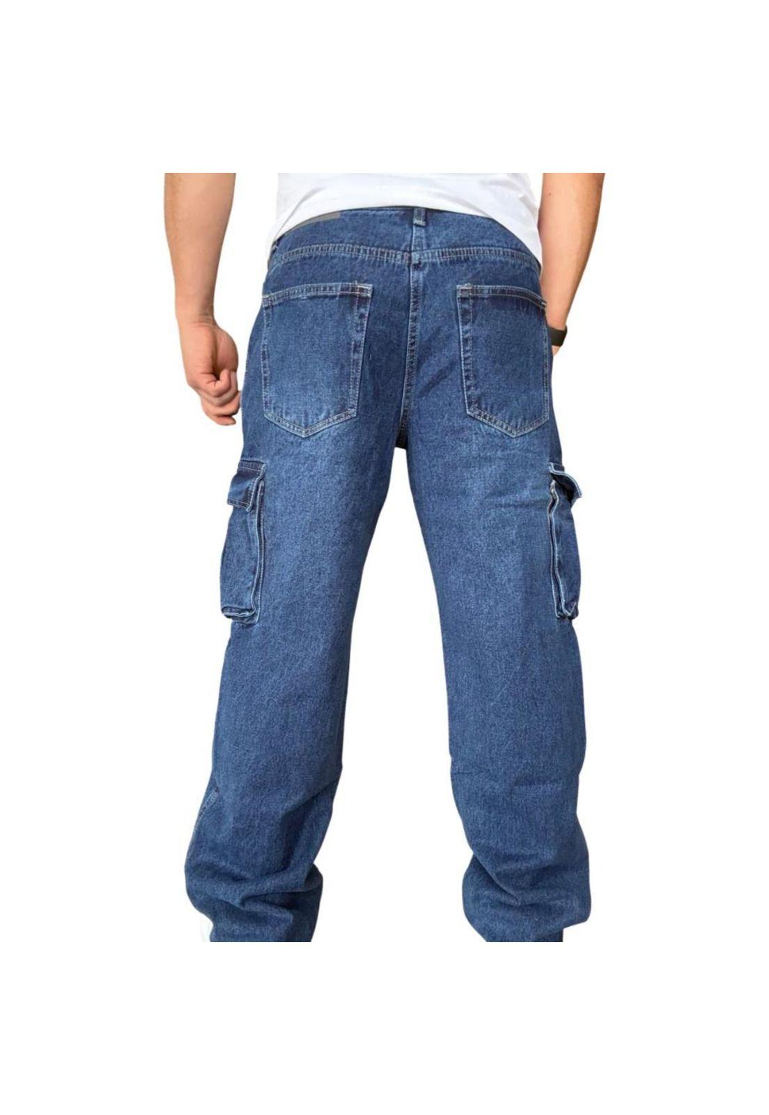 Jeans Cargo Recto Ancho Billy Baggy Fit Tela Rígida - Azul oscuro - 44-6