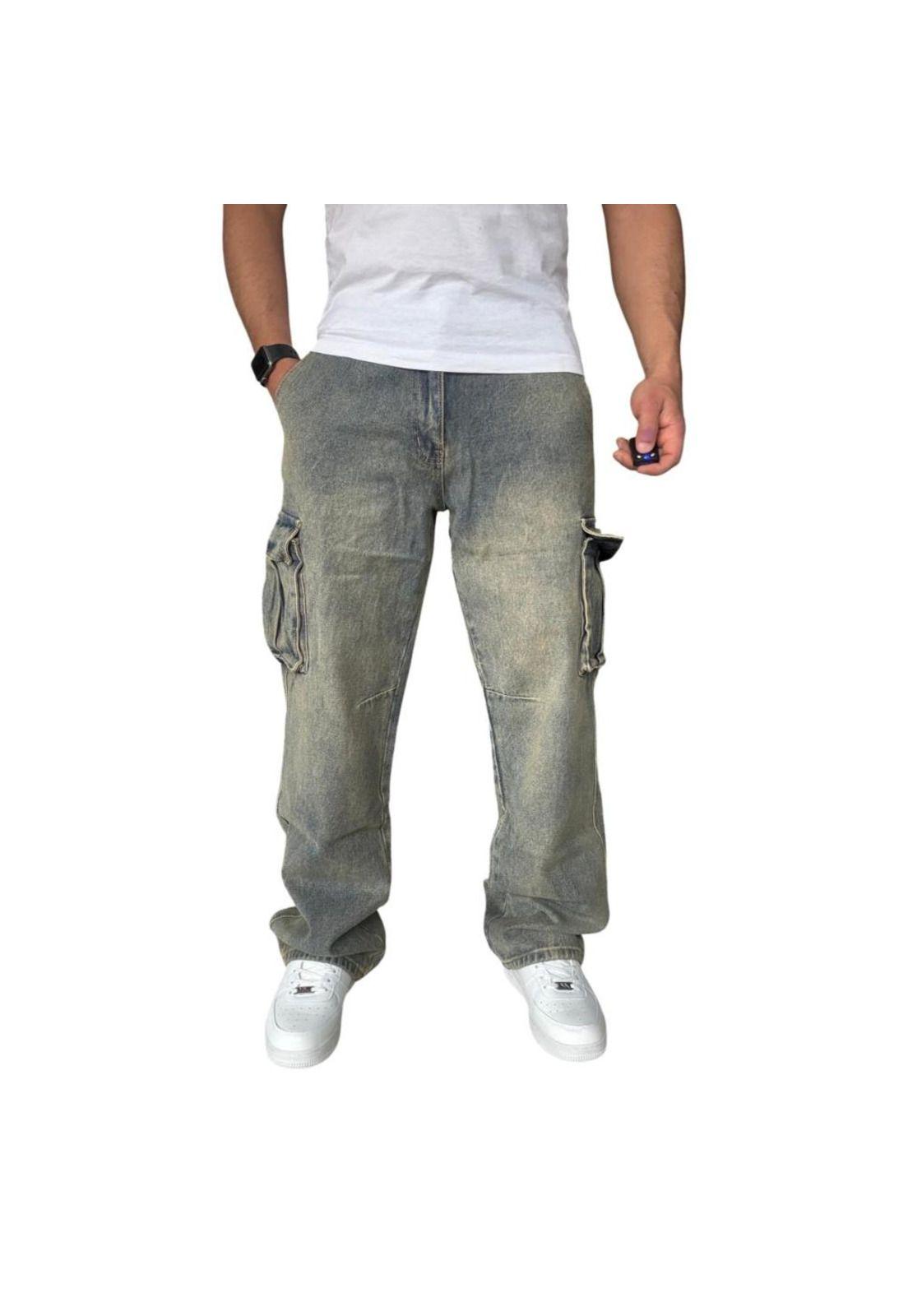 Jeans Cargo Recto Ancho Billy Baggy Fit Tela Rígida - Azul oscuro - 44-0