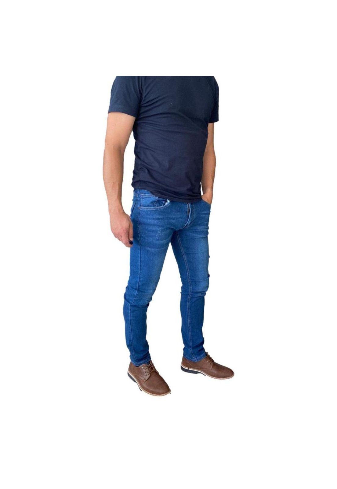 Jeans Hombre Elasticados Slim Azul-4