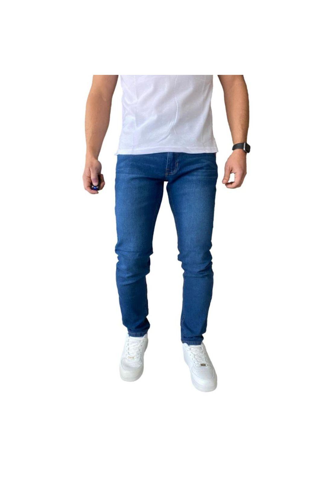 Jeans Hombre Elasticados Slim Azul-0