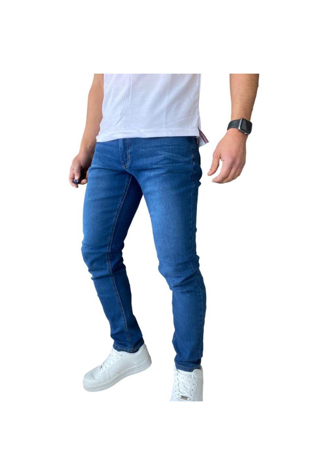 Jeans Hombre Elasticados Slim Azul-3