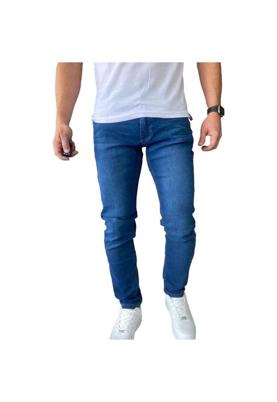 Jeans Hombre Elasticados Slim Azul-4