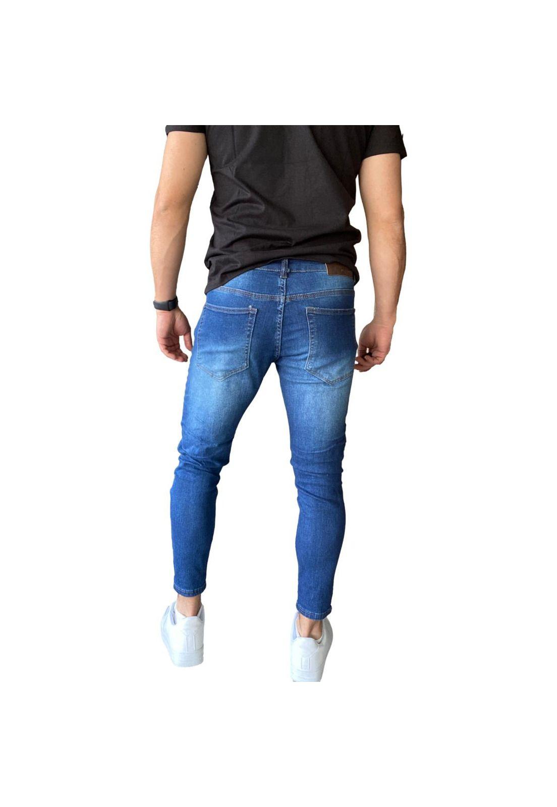 Jeans Destroyed  Ankle Fit Azul 14509-1