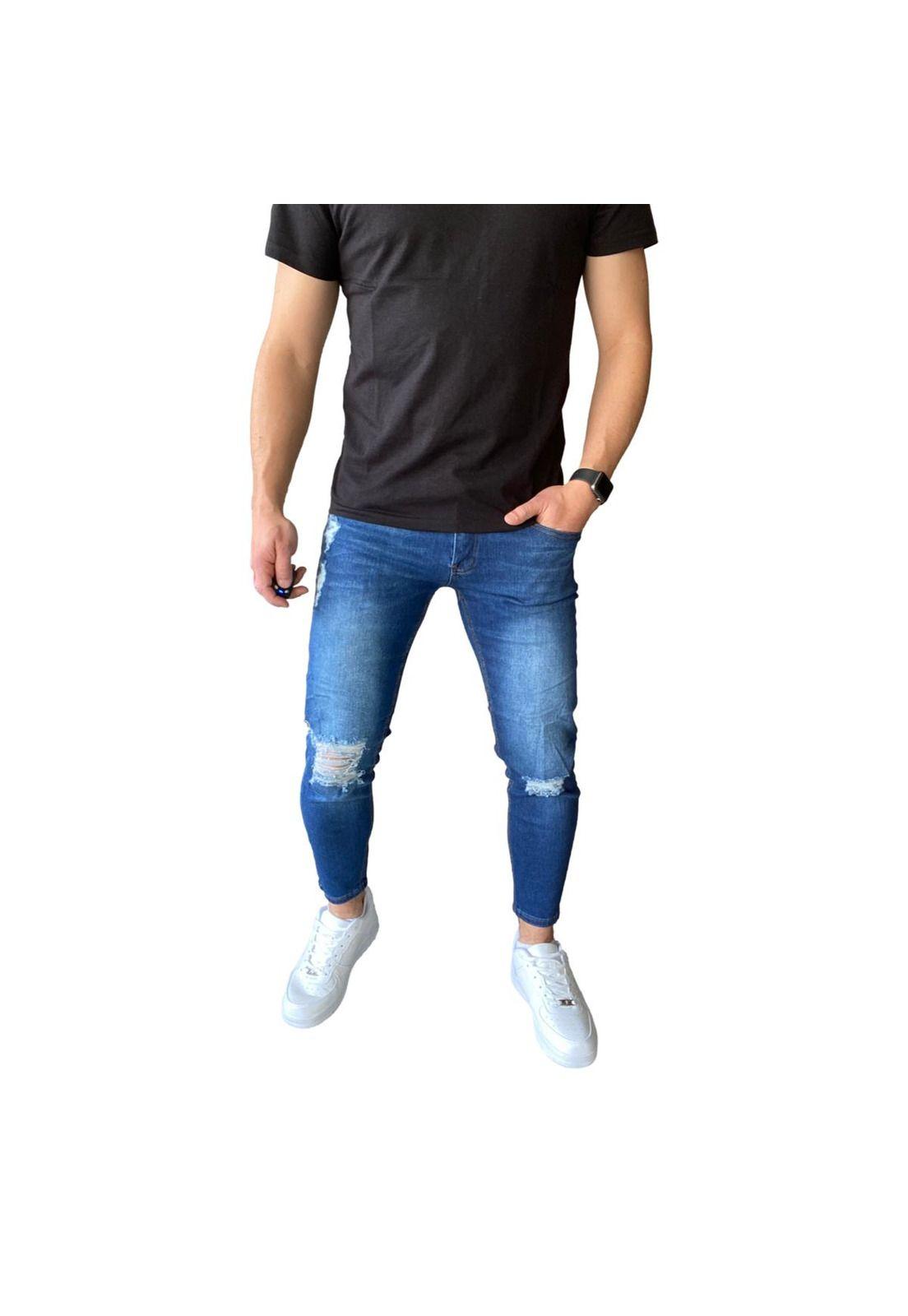 Jeans Destroyed  Ankle Fit Azul 14509-2