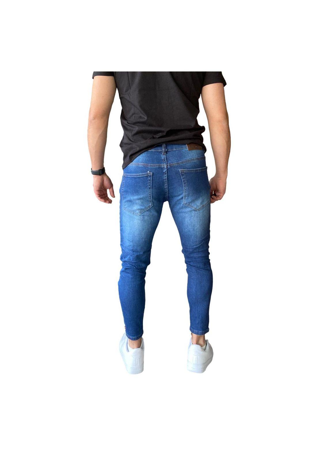Jeans Destroyed  Ankle Fit Azul 14509-3