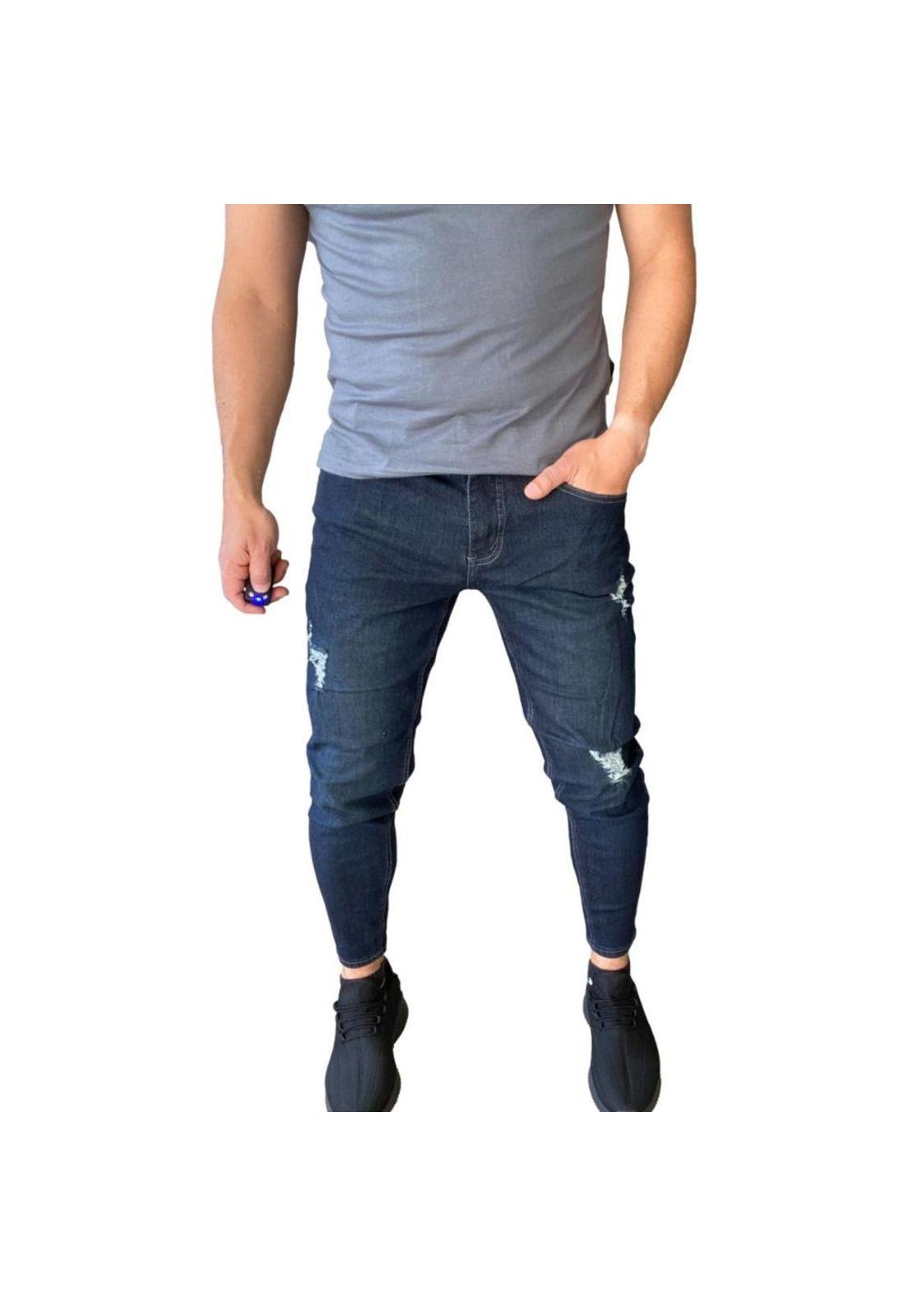 Jeans Destroyed Super Slim Ankle Azul Marino-0