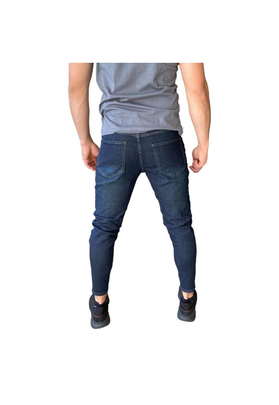 Jeans Destroyed Super Slim Ankle Azul Marino-5