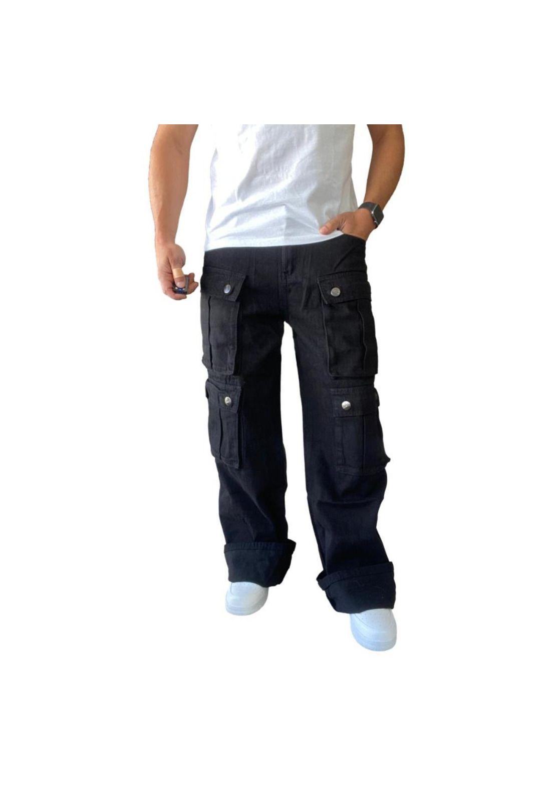 Jeans Diábolo Cargo Ancho Wide Leg Hombre-2
