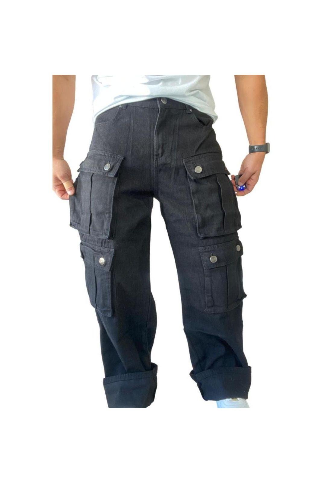 Jeans Diábolo Cargo Ancho Wide Leg Hombre-9