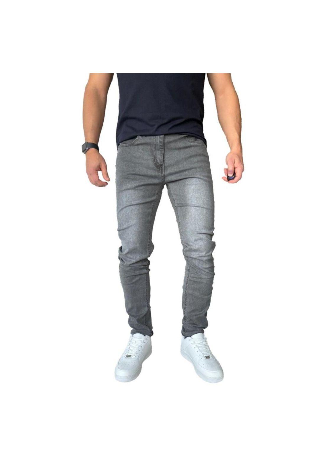 Jeans Elasticados Slim Fit Gris focalizado Semipitillos-3