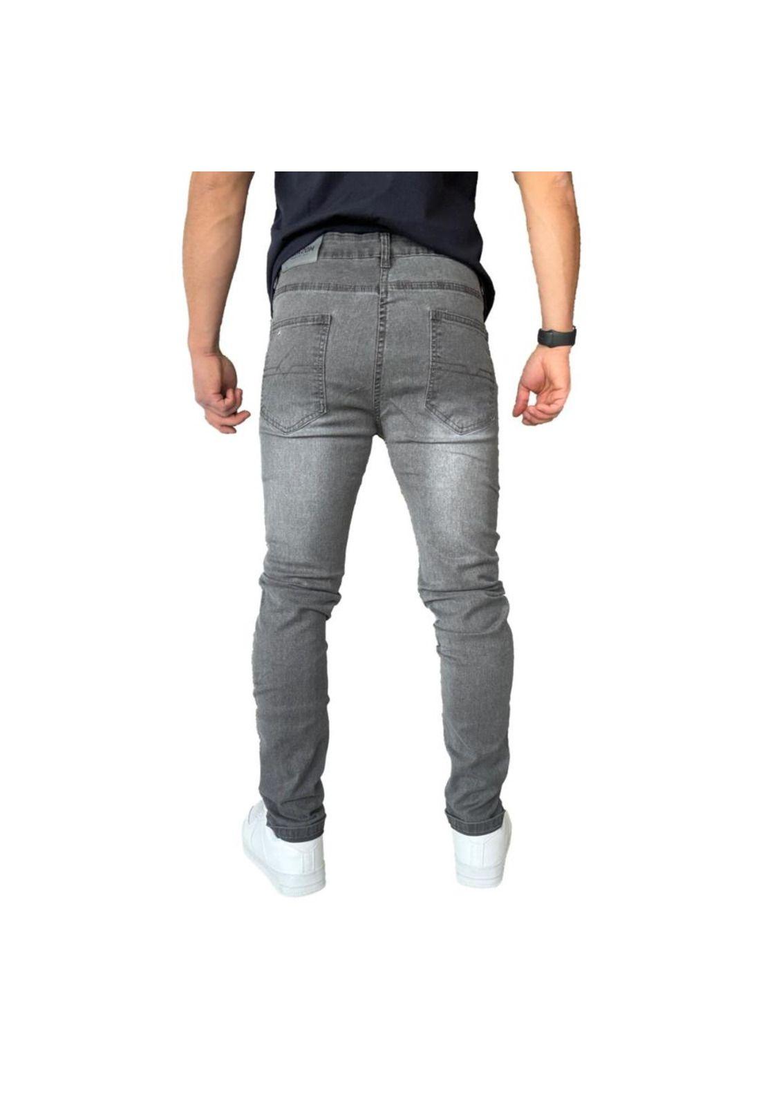 Jeans Elasticados Slim Fit Gris focalizado Semipitillos-5