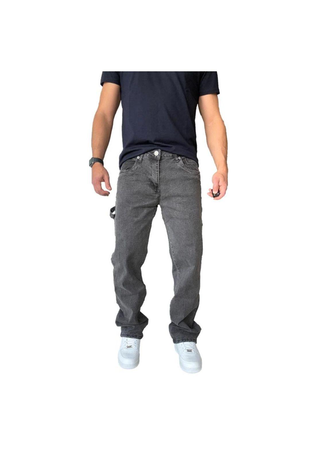 Jeans Cargo Elasticado Recto Gris-2