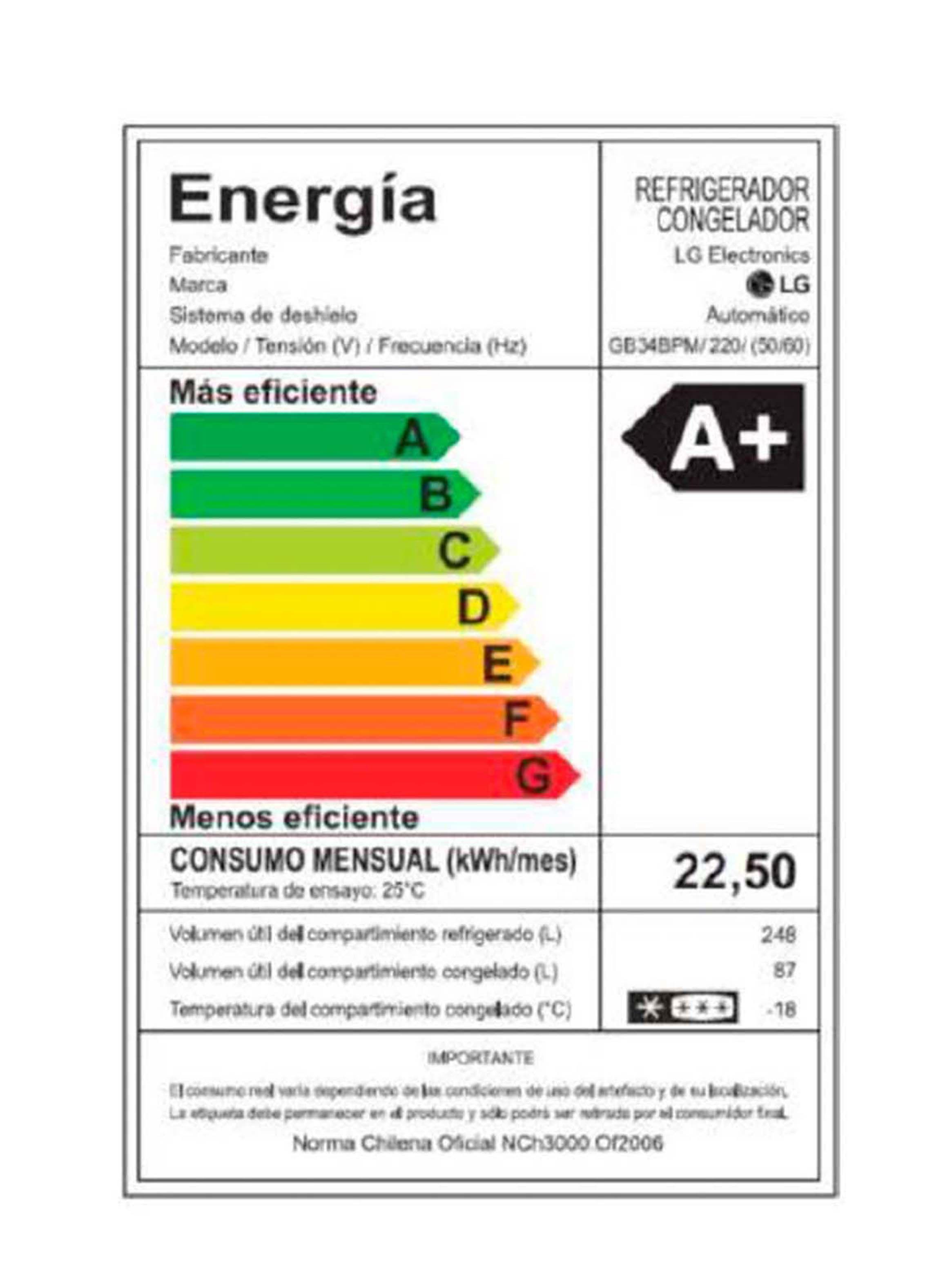 Refrigerador Bottom Freezer LG 335 Litros con Motor Smart Inverter Compressor GB34BPM-6