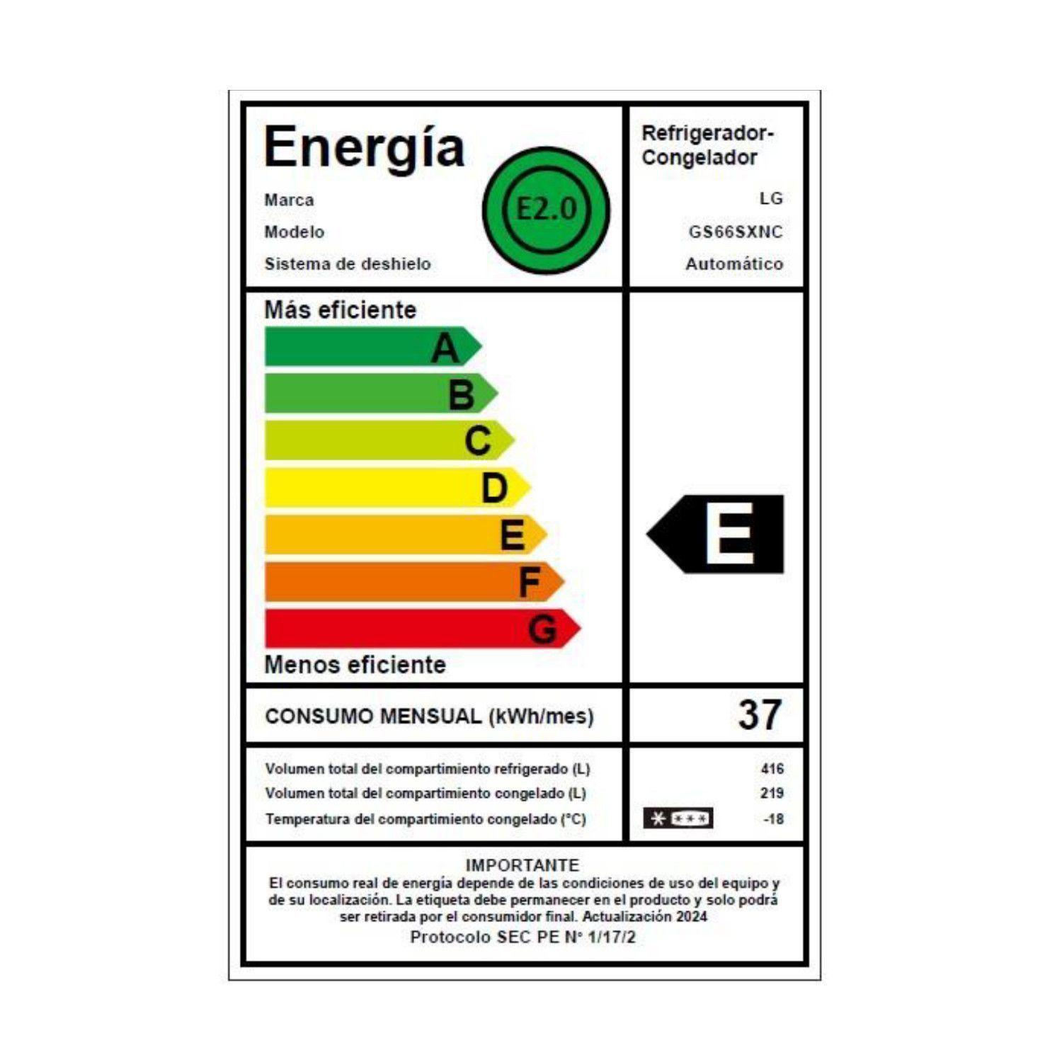 Refrigerador Side by Side LG 635 Litros con Instaview™ GS66SXNC-5