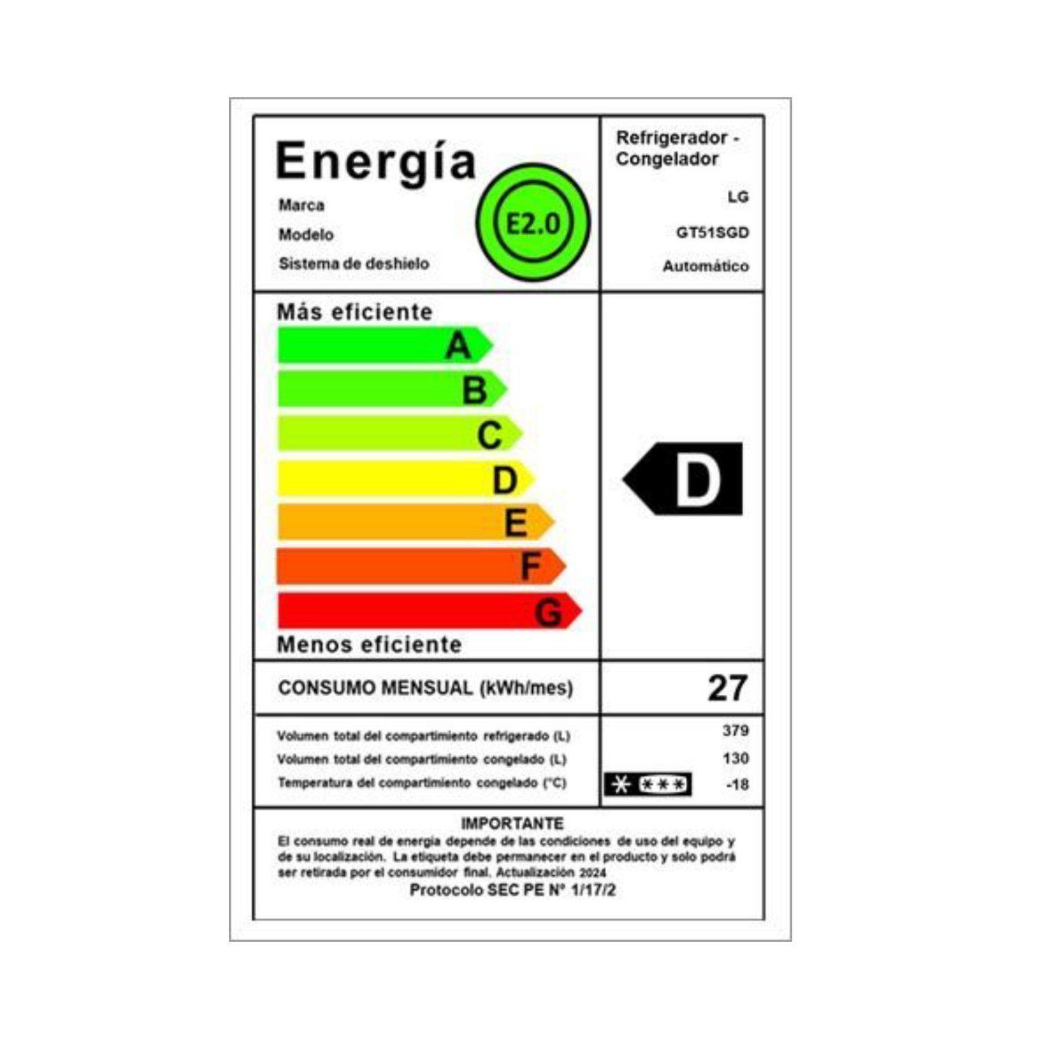 Refrigerador Top Freezer LG 509 Litros con Motor Smart Inverter Compressor GT51SGD-6
