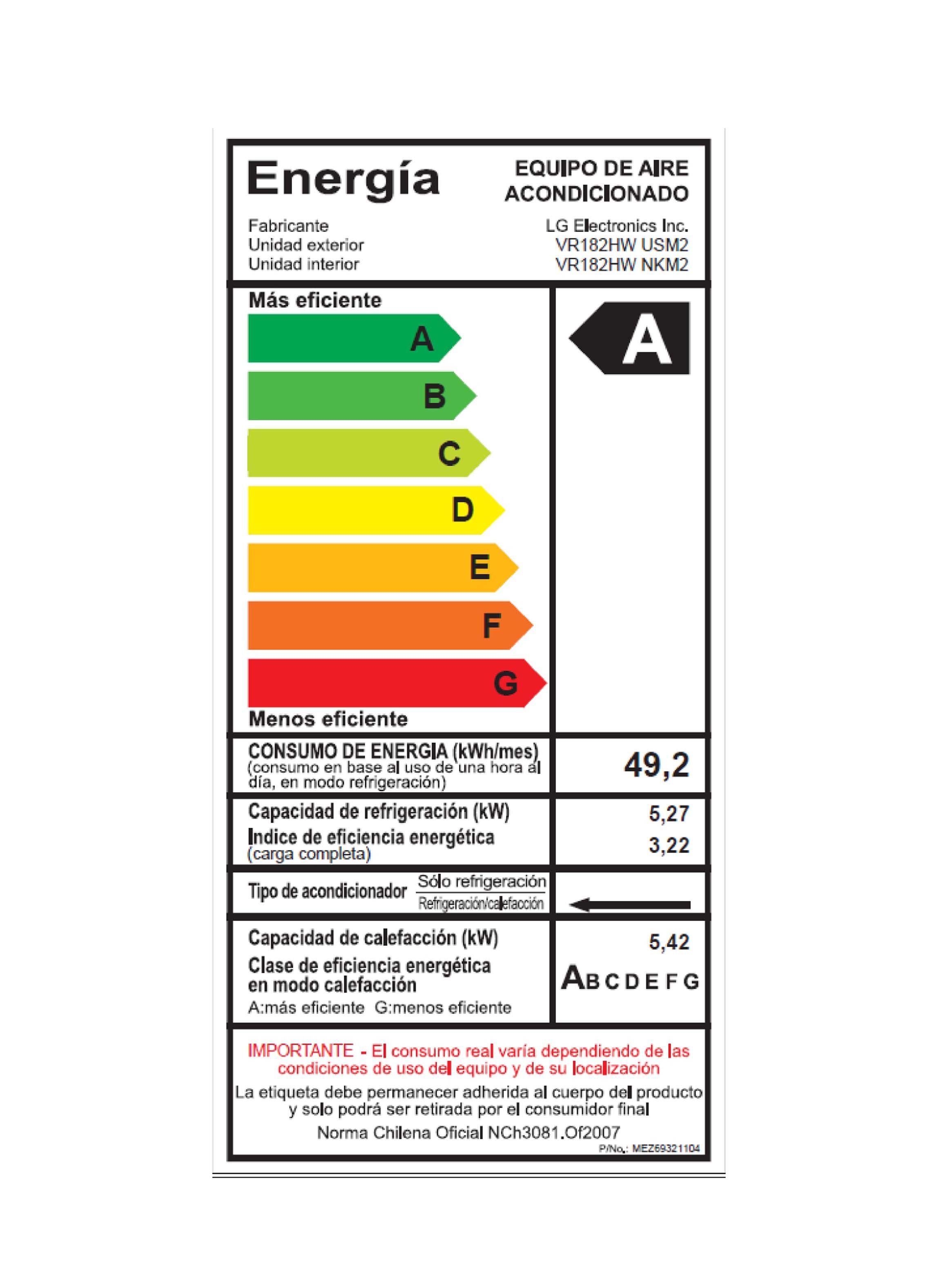 Aire Acondicionado LG Split ARTCOOL Inverter 18000 BTU VR182HW-6
