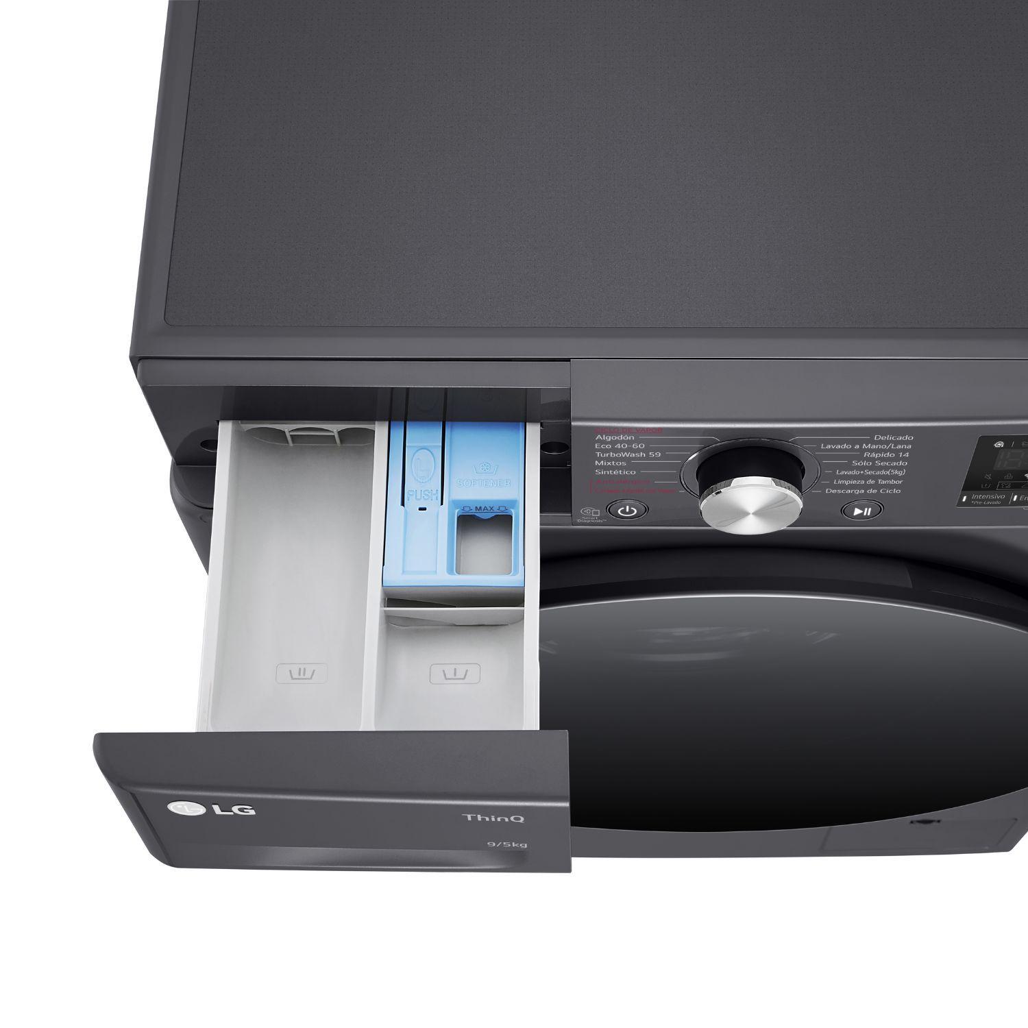 Lavadora Secadora Carga Frontal LG 9/5Kg WD9MVC4S6 AI DD, ThinQ-7