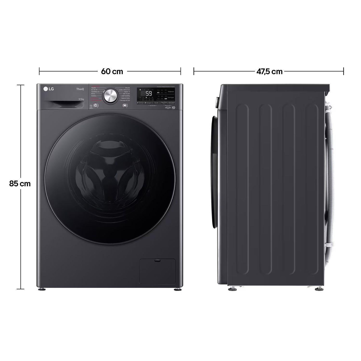 Lavadora Secadora Carga Frontal LG 9/5Kg WD9MVC4S6 AI DD, ThinQ-2