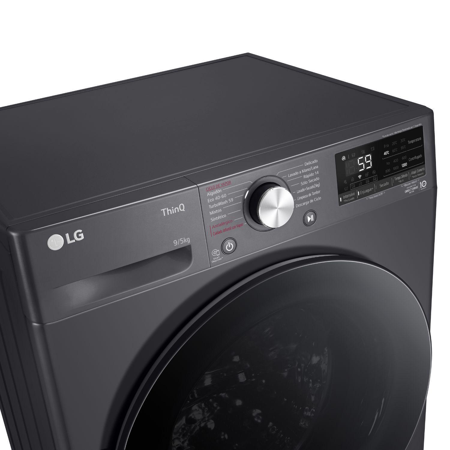 Lavadora Secadora Carga Frontal LG 9/5Kg WD9MVC4S6 AI DD, ThinQ-3