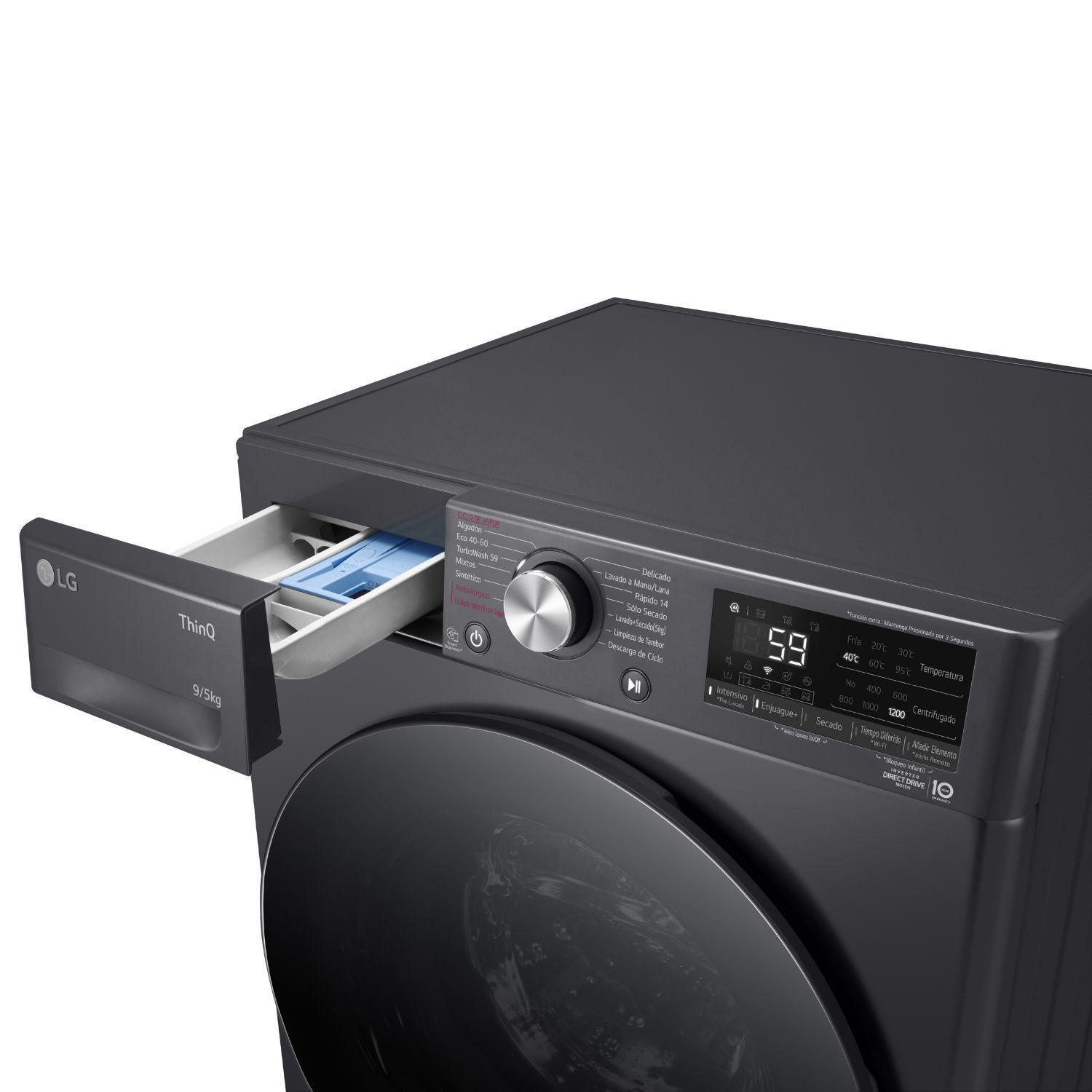 Lavadora Secadora Carga Frontal LG 9/5Kg WD9MVC4S6 AI DD, ThinQ-6