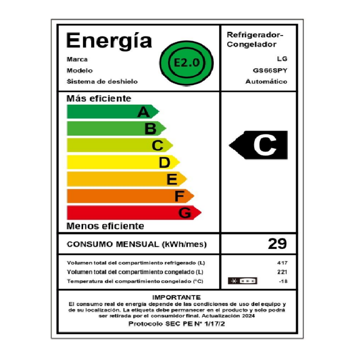 Refrigerador Side by Side LG 638 Litros con Motor Smart Inverter Compressor GS66SPY-6