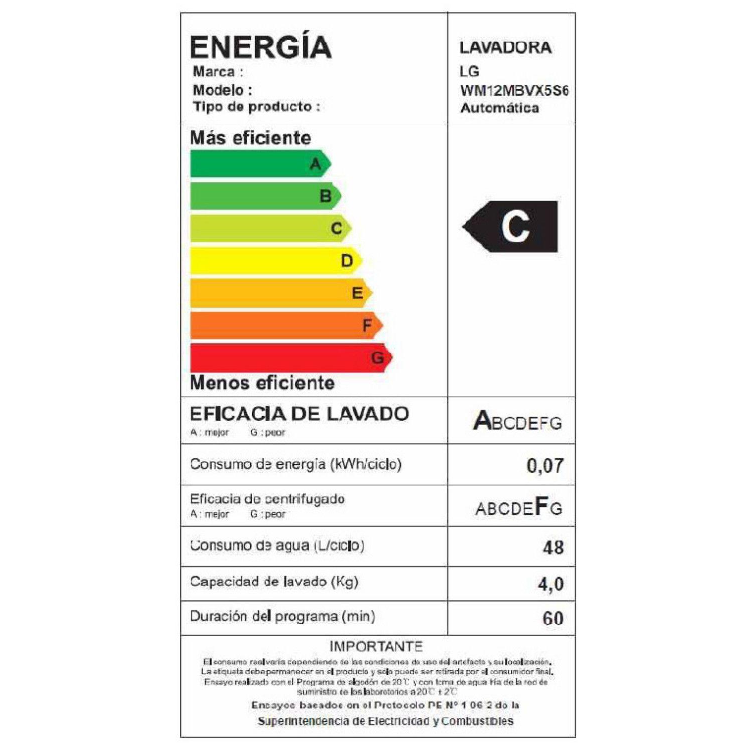 Lavadora Carga Frontal 12Kg WM12MBVX5S6 LG con AIDD™'-6