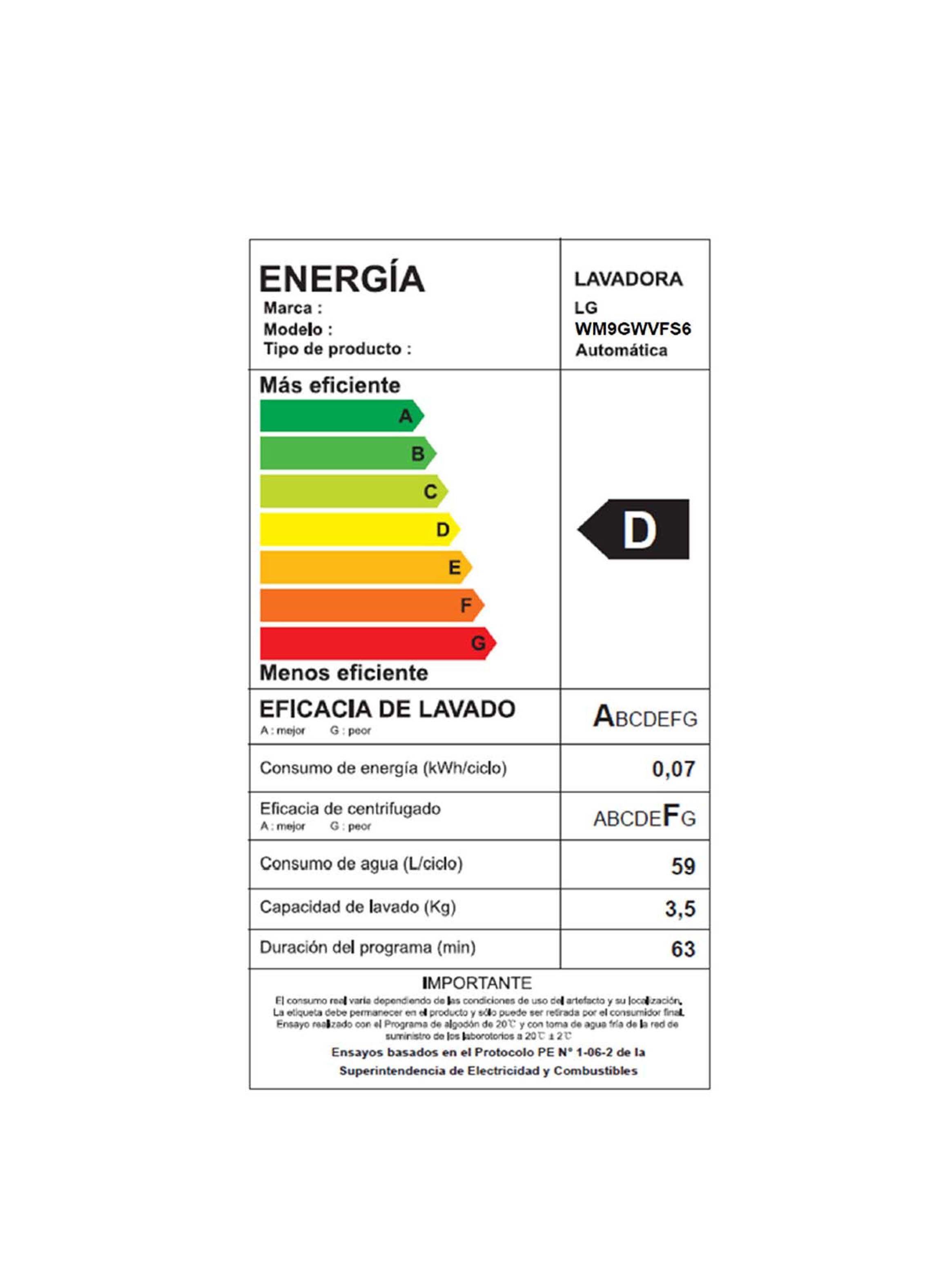 Lavadora Carga Frontal LG 9Kg WM9GWVFS6 con 6 Motion DD-6