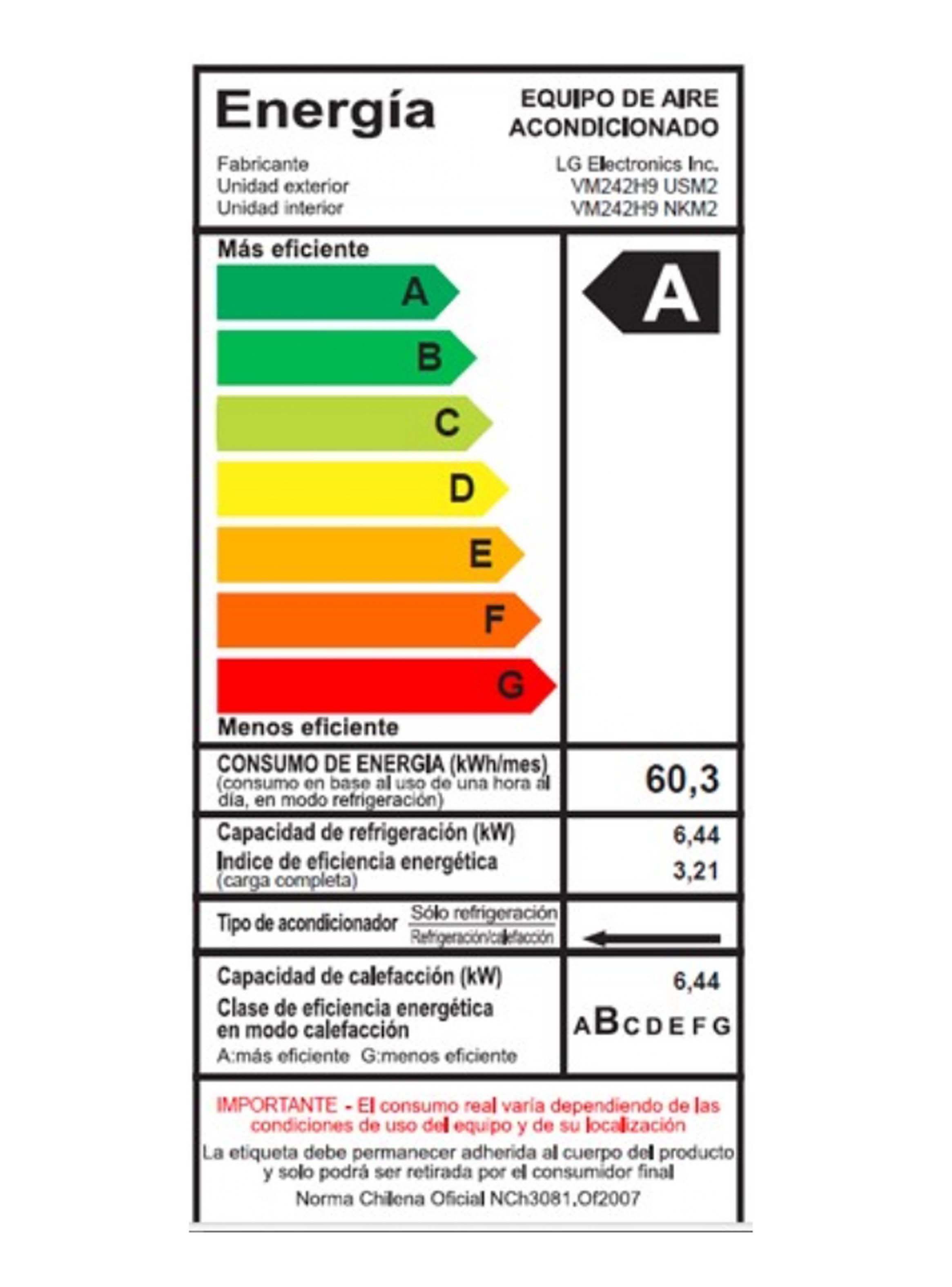 Aire Acondicionado LG Split DUALCOOL Inverter 24000 BTU VM242H9-6