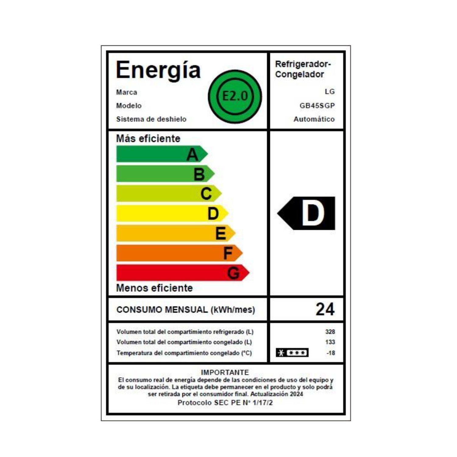 Refrigerador Bottom Freezer LG 461 Litros con ThinQ™ GB45SGP-6