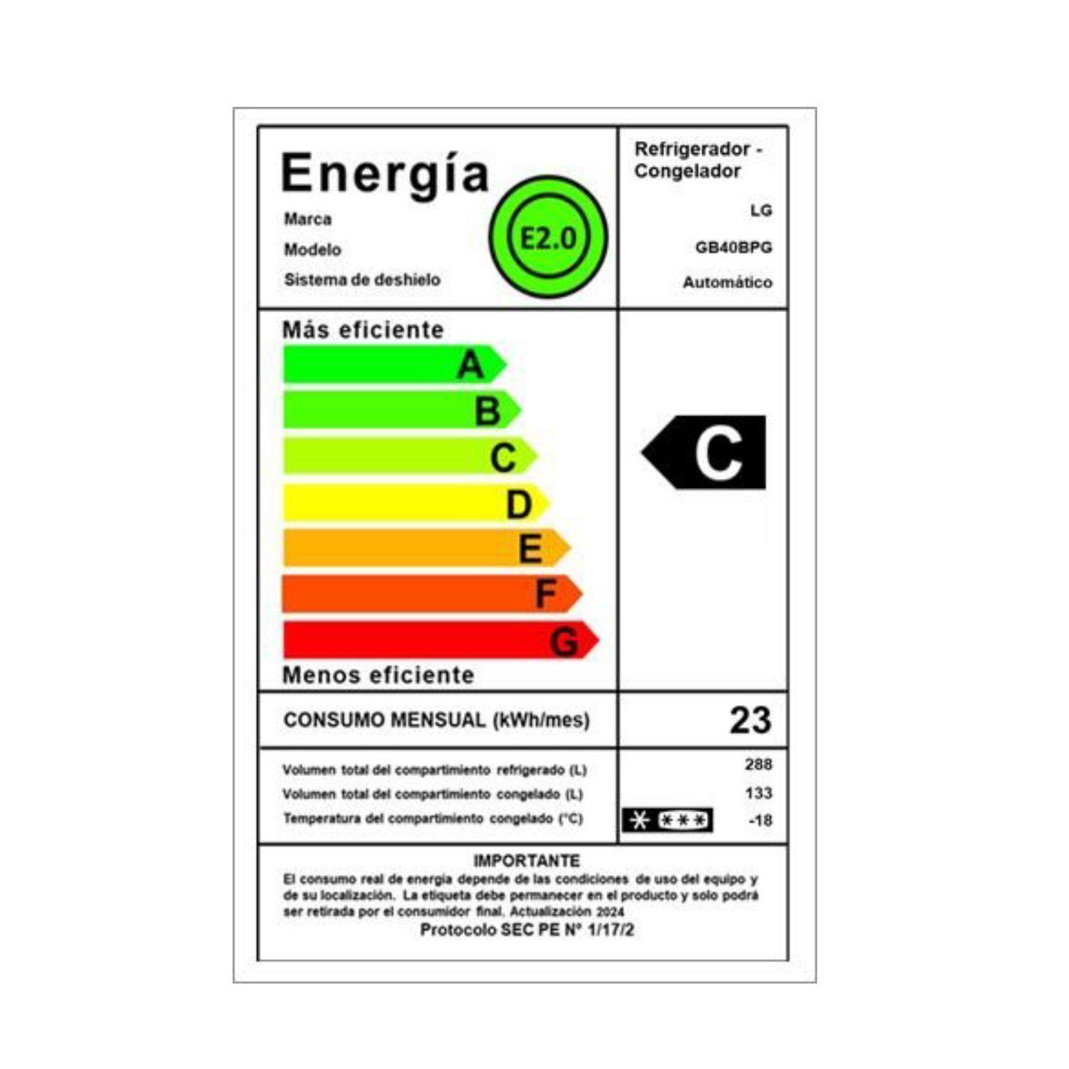Refrigerador Bottom Freezer LG 421 Litros con DoorCooling+ GB40BPG-6